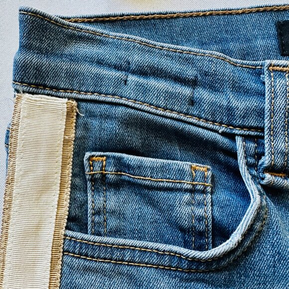 Veronica Beard Jeans Debbie 10" Skinny Women's 26/2 Grotto Tuxedo Stripe Button - Picture 6 of 15